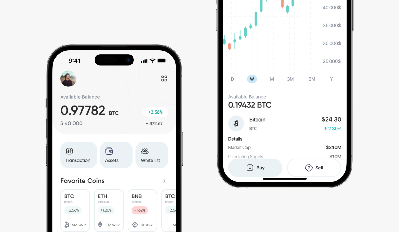 Мобильное приложение Crypto Wallet — главный экран кошелька